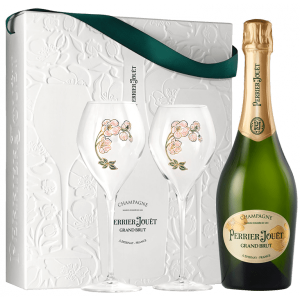 Perrier Jouët - Champagne Grand Brut Geschenkverpakking met 2 glazen