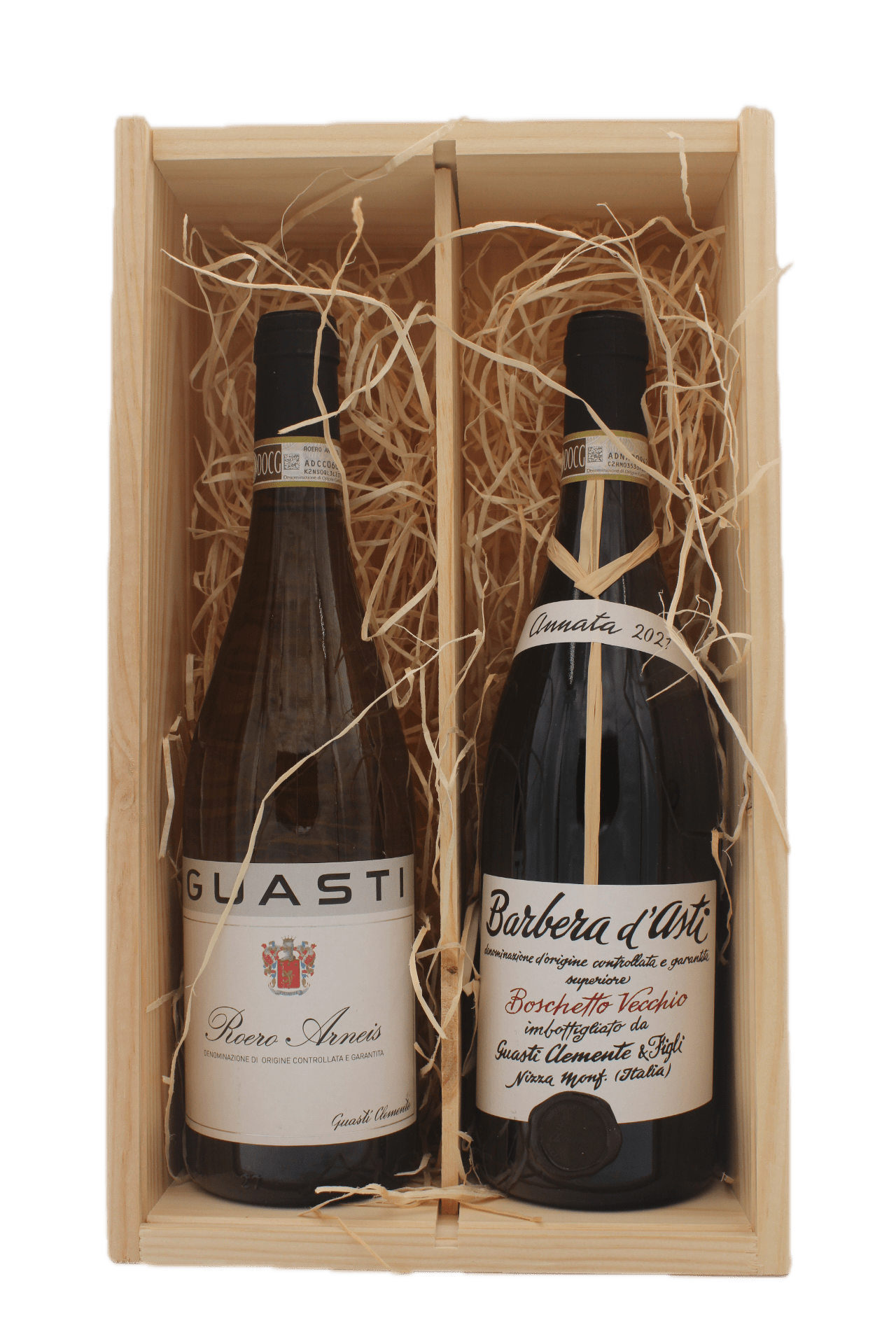 Guasti Clemente - Barbera d'Asti Boschetto Vecchio en Roero Arneis in Geschenkkist
